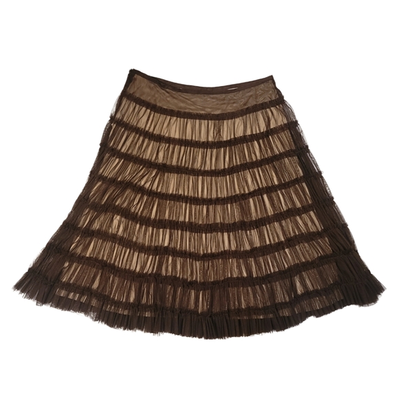 WD.NY Midi Skirt Women Size 12 Tiered Brown Whimsigoth Fairy Boho Hippie Y2K - Picture 2 of 4